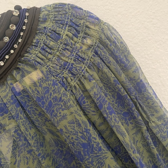 The Real Real: 3.1 Phillip Lim Sheer V neck blouse with embellishments Sz 4 - Picture 7 of 16